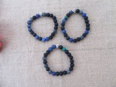 12Pcs Elastic Blue & Black Gemstone Beaded Bracelets 12Pcs Elastic Blue & Black Gemstone Beaded Bracelets