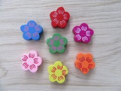 (image for) 200Pcs Wooden Flower Beads Mixed Color