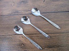 (image for) 10Pcs Long Handled Stainless Steel Tableware Spoon 14cm