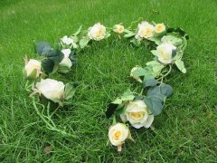 (image for) 2Pcs Beige 15 Flower Head Artificial Rose Leaf Garland Vine Stri