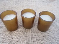 4Pkts x 3Pcs Scented White Candle IN Brown Glass Cup 6.3x5cm