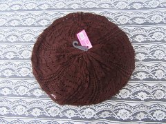 1X Crochet Knit French Beret Beanie Hat - Coffee Color 1X Crochet Knit French Beret Beanie Hat - Coffee Color