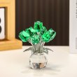 1Pc Crystal Green 7-Headed Rose Flower Bouquet Ornament Eternal Rose Decorative Gift (image for) 1Pc Crystal Green 7-Headed Rose Flower Bouquet Ornament Eternal Rose Decorative Gift