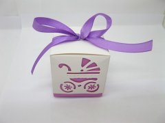 (image for) 50 Baby Carriage Cutout Bomboniere Gifts Boxes Light Purple