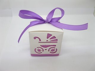 50 Baby Carriage Cutout Bomboniere Gifts Boxes Light Purple (image for) 50 Baby Carriage Cutout Bomboniere Gifts Boxes Light Purple