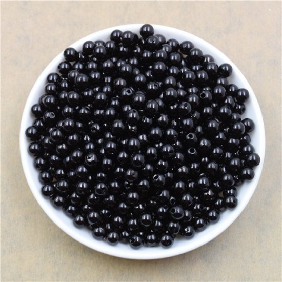 2500 Black Round Simulate Pearl Loose Beads 6mm - Click Image to Close