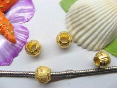 (image for) 100 Golden Carved Frosted European Beads ac-sp650