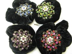 (image for) 1Pc Chic Designer Hair Clips,Rhinestone Floral Clip