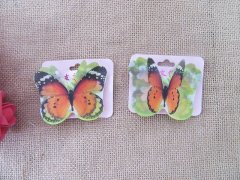 (image for) 1Pc New 3D Vivid Orange Butterfly Barrette Hairclip