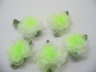 144 Green Silk Flower Embellishments jew-r3