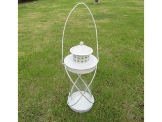 1X White Metal Candle Lantern Wedding Decoration 21.5cm High
