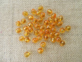 600Pcs Orange Acrylic Faceted Round European Beads 10mm