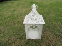 1X White Hanging Candle Lantern Wedding Decoration 24cm High