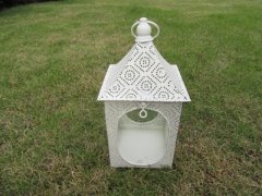 1X White Hanging Candle Lantern Wedding Decoration 24cm High 1X White Hanging Candle Lantern Wedding Decoration 24cm High