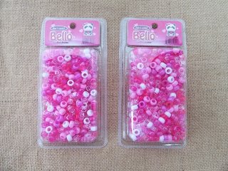 24Sheet x 400Pcs Pink Barrel Pony Beads Dreadlock Beads