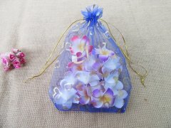 (image for) 100Pcs Blue Heart Printed Drawstring Jewelry Gift Pouches 22x16c