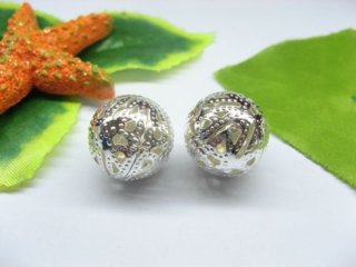 50pcs Silver Plated Filigree Spacer Beads 18mm (image for) 50pcs Silver Plated Filigree Spacer Beads 18mm
