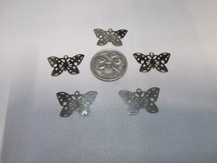 100Pcs silver butterfly earring parts - Click Image to Close