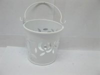 10 White Hollow Mini Tin Pail Bucket Wedding Favor 10 White Hollow Mini Tin Pail Bucket Wedding Favor
