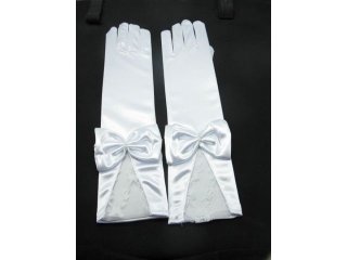 1Pair White Wedding Bowknot Bridal Gloves 37cm