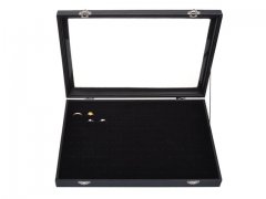 1X New Black Velvet Ring Display Case with Glass Cover 1X New Black Velvet Ring Display Case with Glass Cover