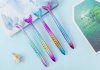 10X Mermaid Shape Black Gel Pen Writing Tool Rainbow Colors