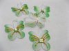 100 Green Glitter Butterfly Charms Craft Topper pd-o77