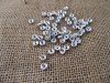 100Pcs 6mm Silver Flower Rhinestone Rondelle Spacers Beads