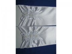1Pair White Wedding Dress/Satin Flower Bridal Gloves 35cm 1Pair White Wedding Dress/Satin Flower Bridal Gloves 35cm