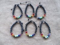 5Pcs Healing Bead Yoga Bracelet 7 Gemstone Chakra Lava Rock