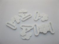 200Sets(400Pcs) White Plastic Bikini Bra Clips 15mm