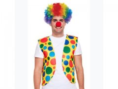 1Set Unisex Dress up Rainbow Clown Wigs & Red Foam Clown Noses