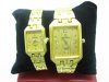 1 Pair Golden Wrist Watch for Lover w/case wa-w158