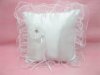 1X White Wedding Ring Pillow with Lace Edge 23x23cm