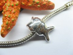 10pcs Silver Plated Screw Fish Beads European Design 10pcs Silver Plated Screw Fish Beads European Design