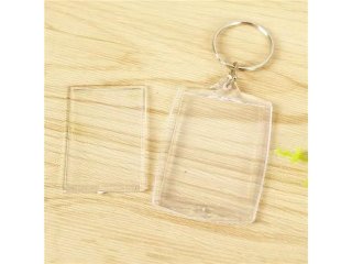 40Pcs Clear Acrylic Blank Insert Photo-Frame Key Rings 6x4cm