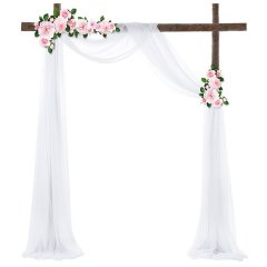 1Pc White Wedding Arch Chiffon Backdrop Curtain Drapes Backgroun