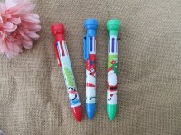 6Pcs Christmas 6in1 Color Automatic Ballpoint Pen w/Stamp on Top