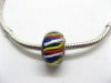 100 Dark Blue Colourful Stripe Glass European Beads be-g332 100 Dark Blue Colourful Stripe Glass European Beads be-g332