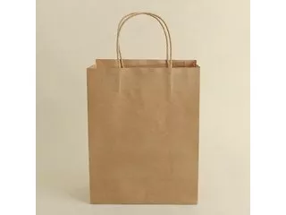 50 Light Coffee Kraft Paper Bags with Carrying Strap 15x8x21cm