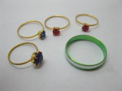 28Packs X 5Pcs Fashion Rings w/Rhineston Assorted