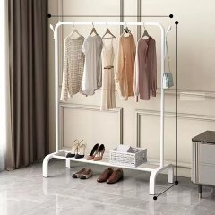 1Pc Free-Standing White Indoor Clothes Rack w/Shoe Shelf 145x100