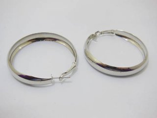 12Pairs Classic Wide Hoop Lock Earrings 50mm Dia.