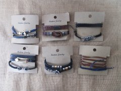12Sheets x 2Pcs Fashion Leather Drawstring Tribe Bracelets