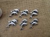 50Pcs New Double Dolphin Beads Charms Pendants Jewellery Finding