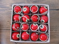 16Pcs Red Billiard Ball 30mm Dia. Key Rings