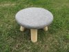 1X Round Grey 4 Leg Wooden Foot Stool Footrest Padded Seat Offic