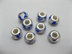 100 Blue & White Round Glass European Beads pa-g17 100 Blue & White Round Glass European Beads pa-g17