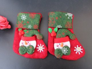 12pcs Christmas Felt Snowman Stocking Hanging Sock Plush GiftBag