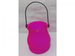 10Pcs Fuschia Frosted Hanging Glass Tea Light Holder Wedding